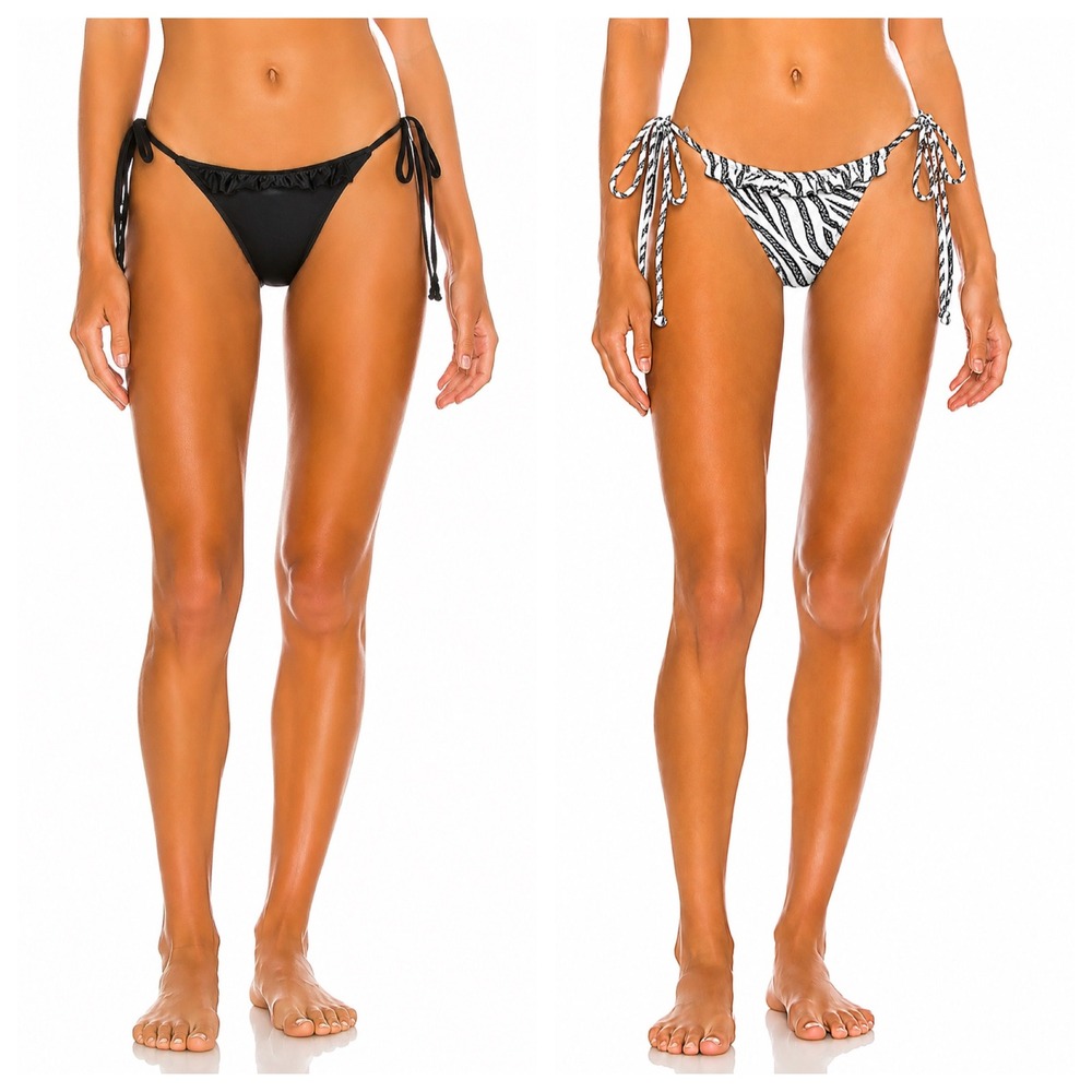 Devon Windsor Cara Bikini Bottom Bundle Black and Textured Zebra Medium NWT